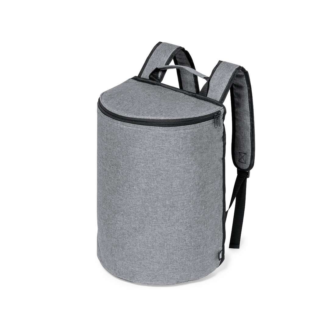 Mochila nevera gris 21L sostenible con acabado RPET resistente