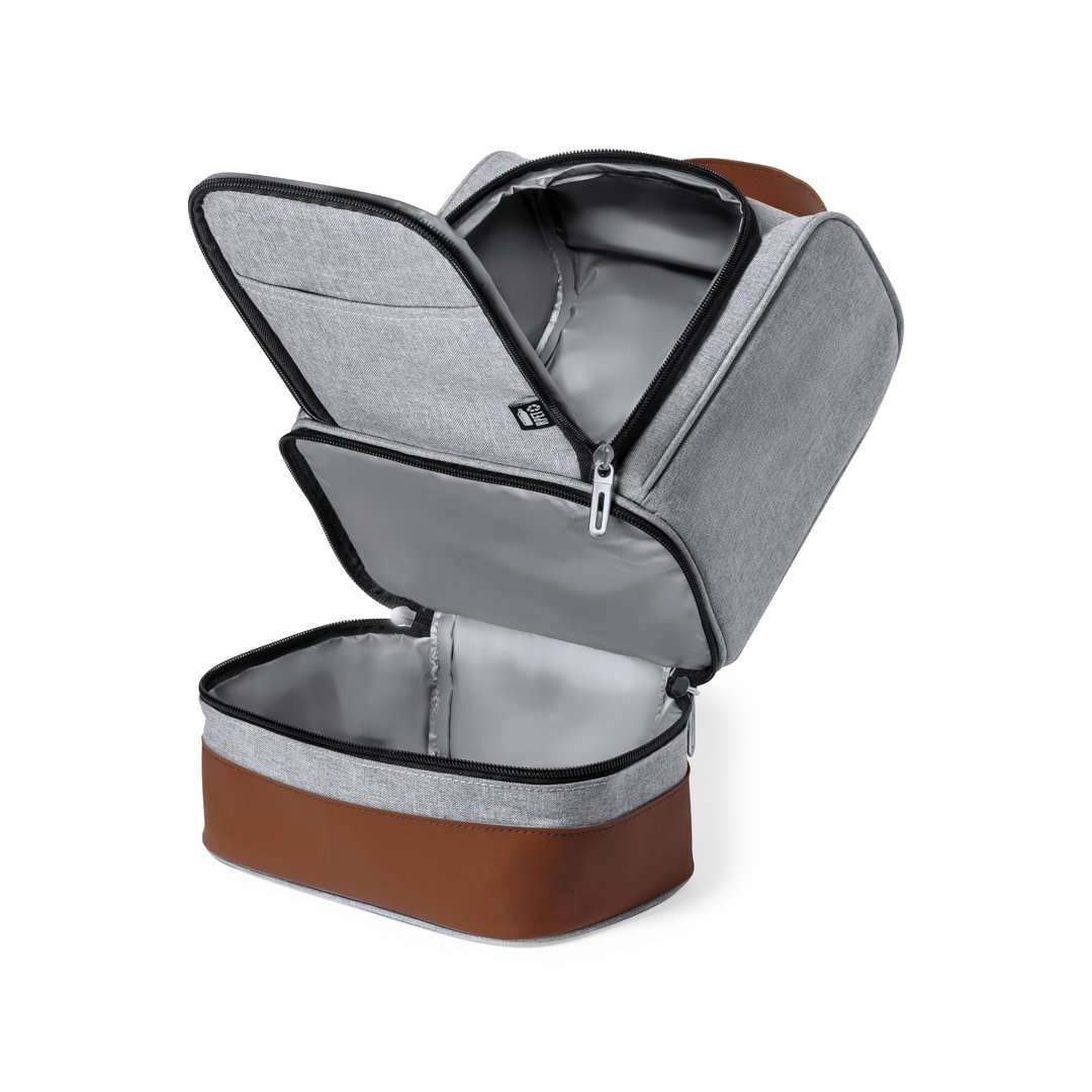 Nevera isotérmica Kumak de 6L en resistente RPET gris con polipiel