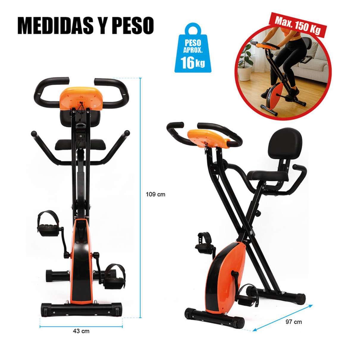 Bicicleta Estatica Almalux® Con Respaldo Lumbar