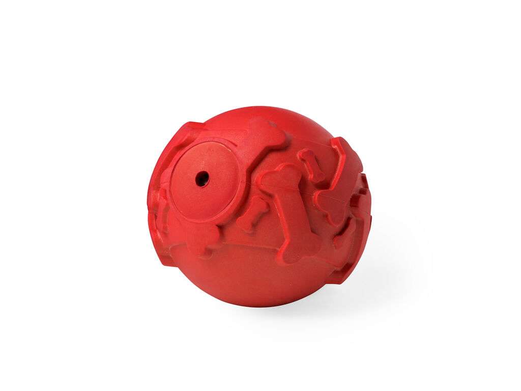 Pelota para mascotas Bigel de goma resistente con relieve de huesos