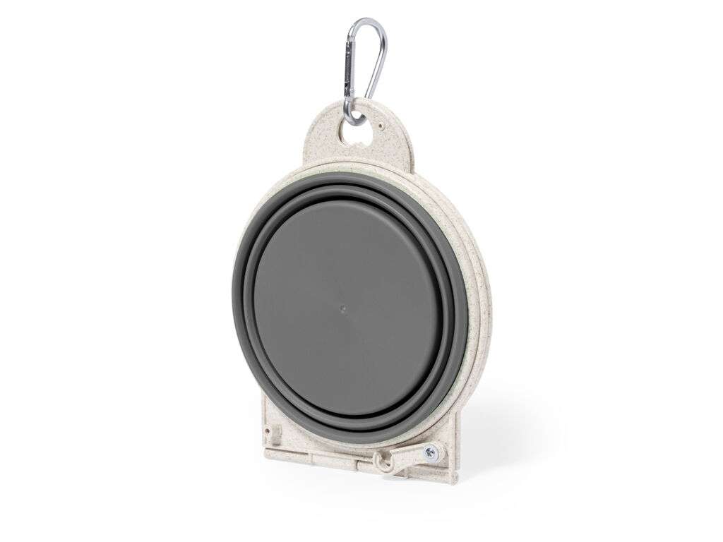 Bowl plegable de caña de trigo para mascotas con mosquetón