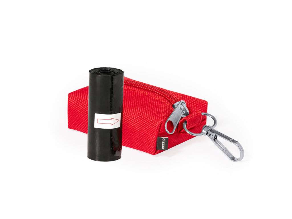 Dispensador de bolsas para mascotas en RPET con mosquetón y 15 bolsas