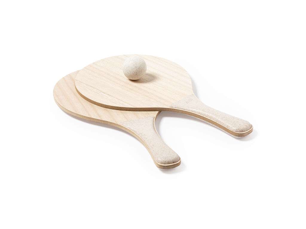 Par de palas de playa de madera para sublimación con pelota incluida