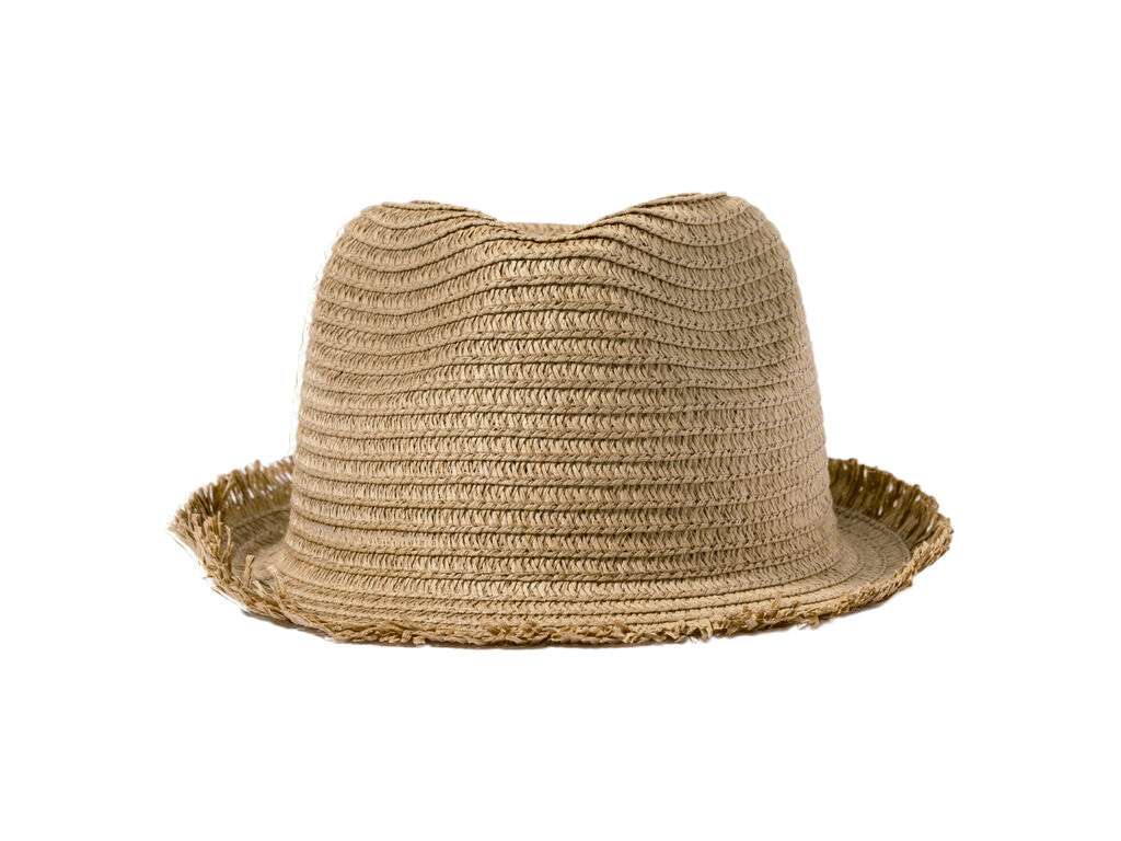 Sombrero Harmon de paja con bordes de flecos y cinta ajustable