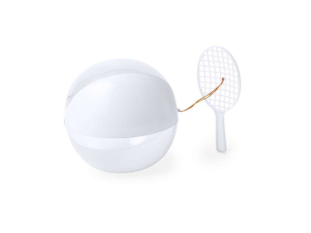 Set de Raqueta y Balón Skippy Blanco y Translúcido con Bolsa Reciclada
