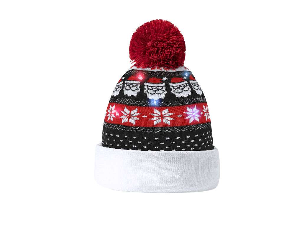 Gorro Navideño LED con Pom Pom y Luz Intermitente - Plumex
