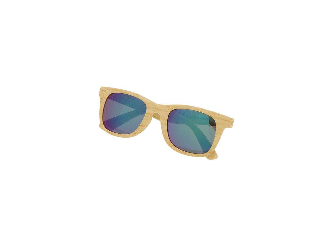 Gafas de sol Sailek con montura madera y lentes espejo verde