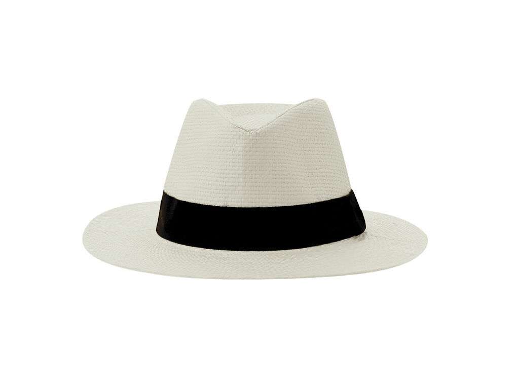 Sombrero de paja blanca ajustable con cinta negra – Alta calidad