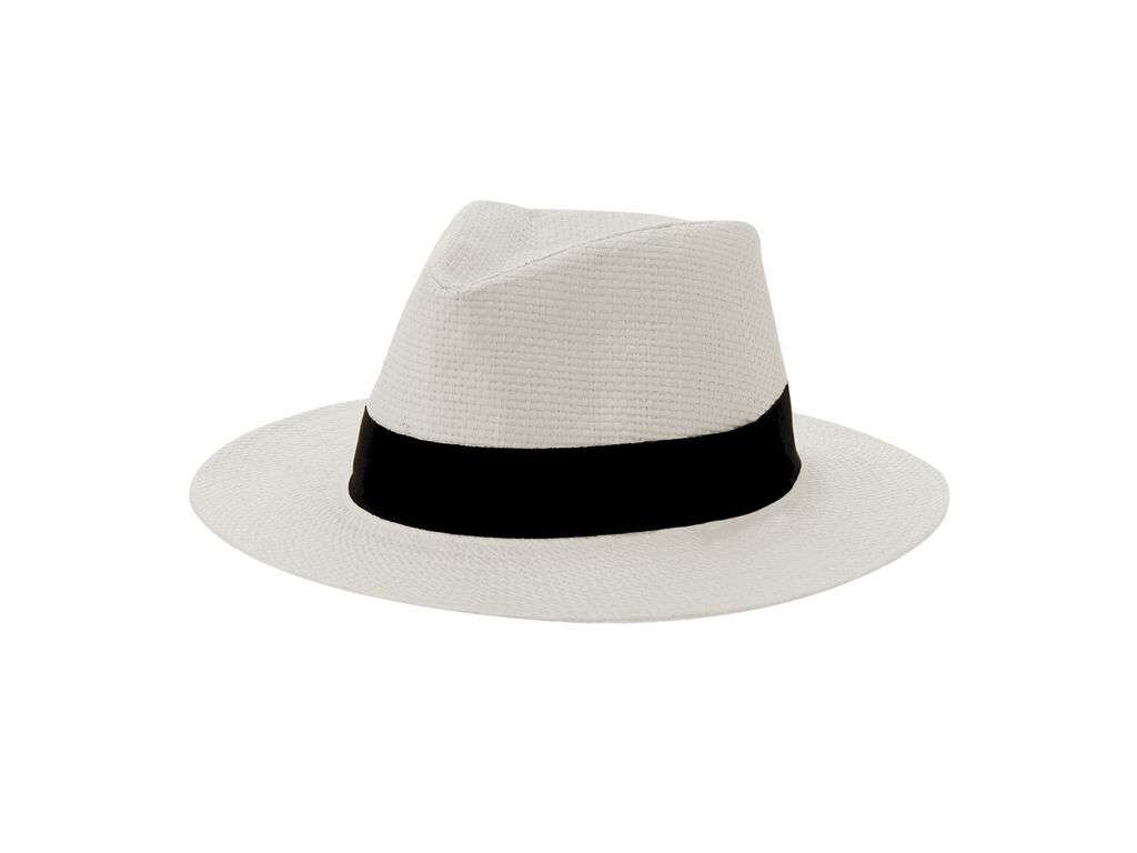 Sombrero de paja blanca ajustable con cinta negra – Alta calidad