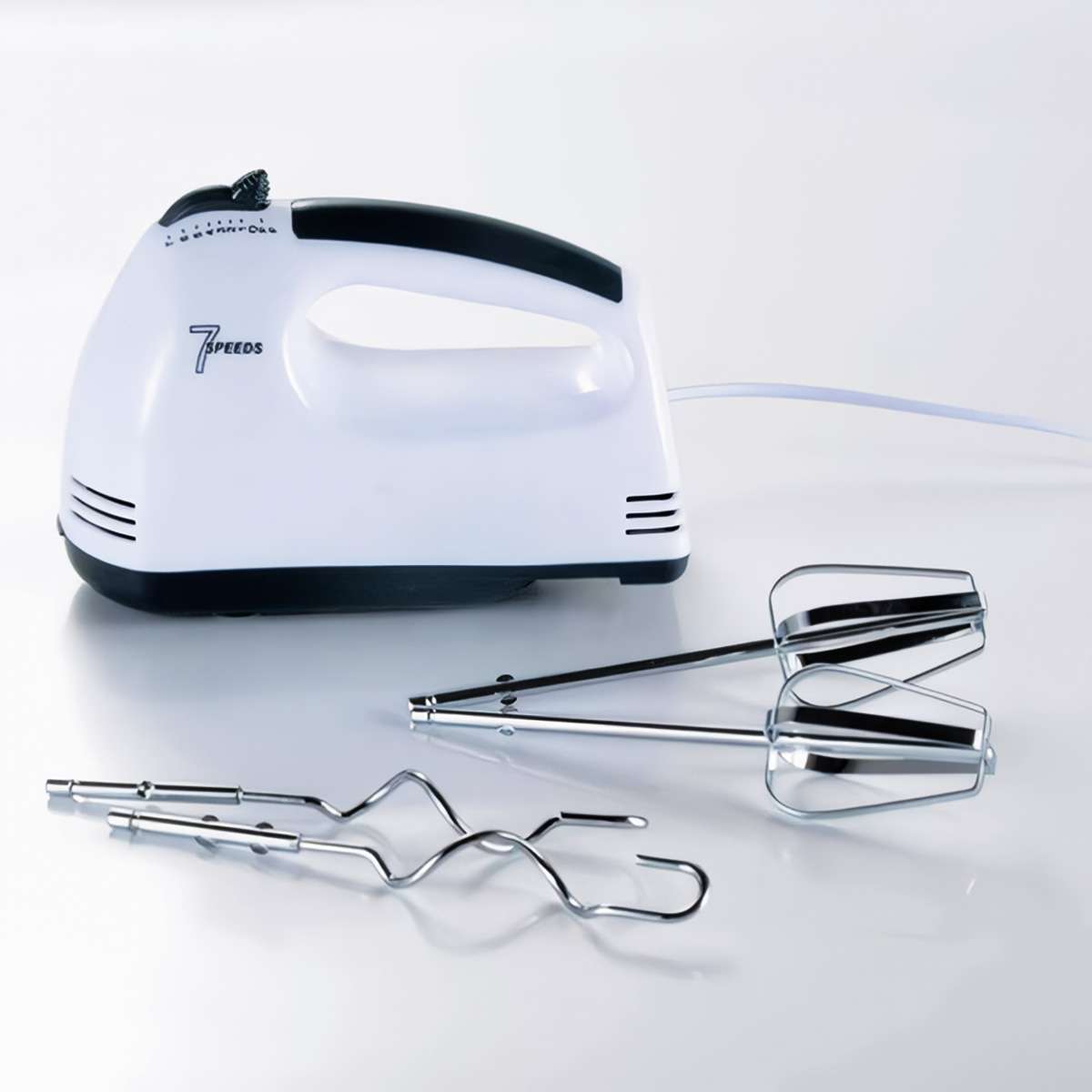 Batidora amasadora de mano Almalux® 200W con 7 velocidades, varillas de batir y ganchos para amasar
