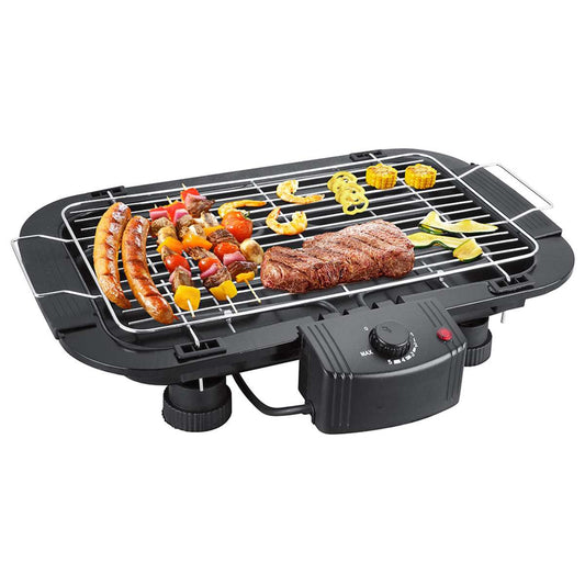 Barbacoa eléctrica Almalux® 2000W con parrilla de 2 alturas, 5 temperaturas y bandeja recoge grasa