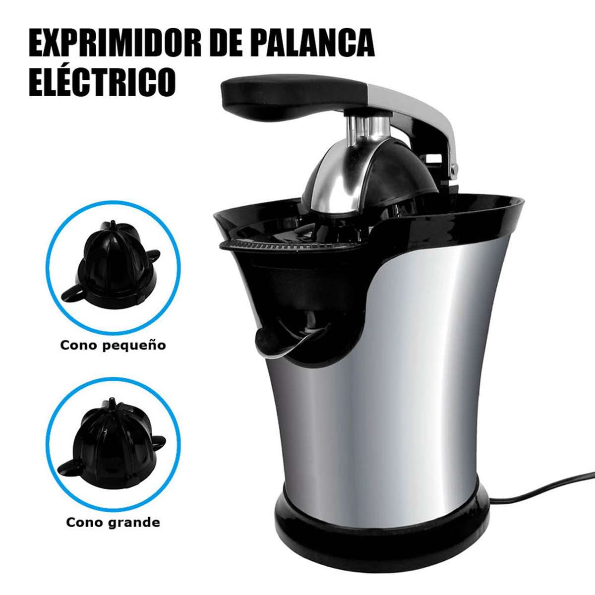 Exprimidor eléctrico Almalux® con palanca de presión 160W, boquilla antigoteo y regulador de pulpa