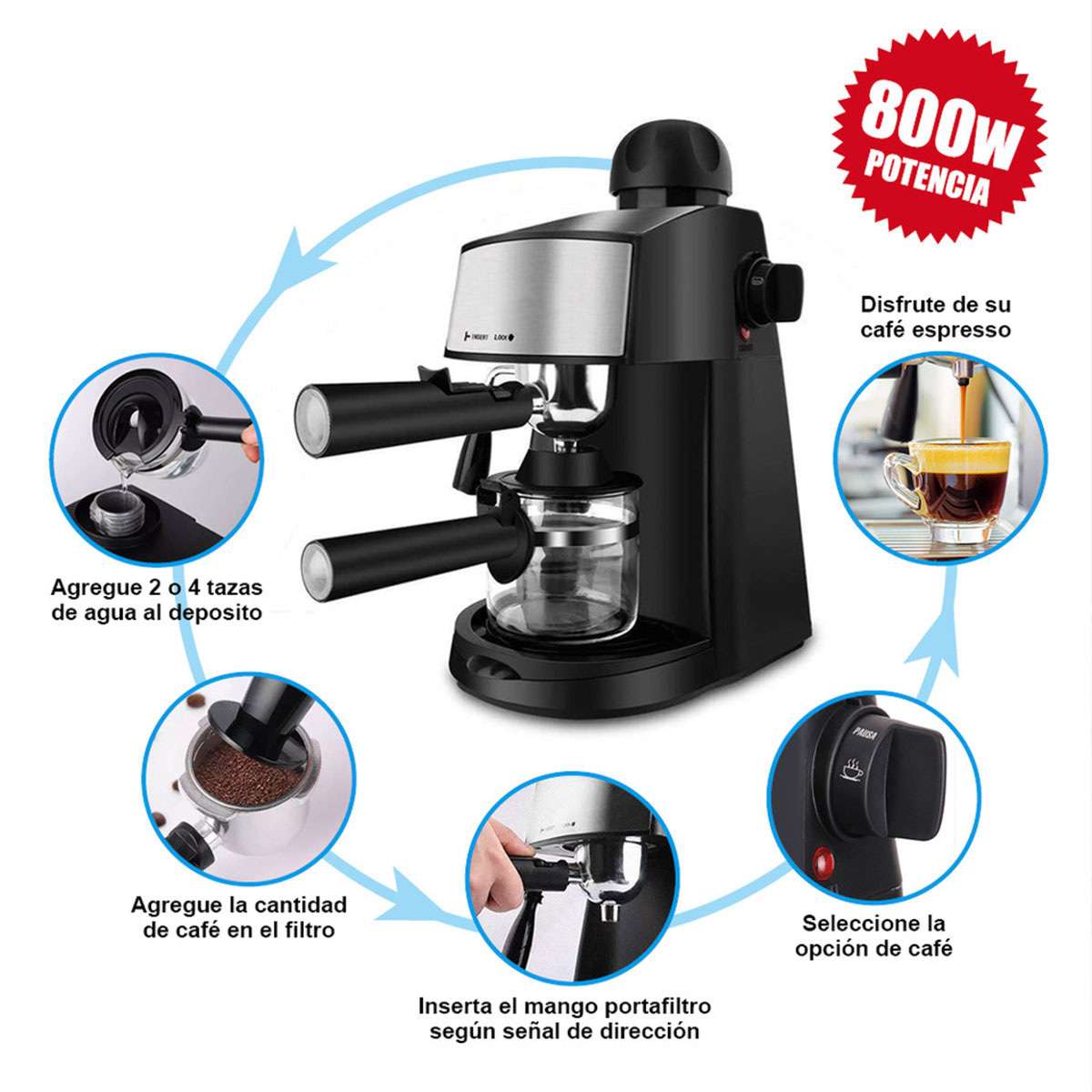 Cafetera Espresso Almalux® 3.5 Bar – Café Expreso y Capuchinos en Casa