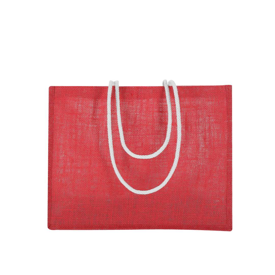 Bolsa de yute resistente con asas de algodón largas y reforzadas