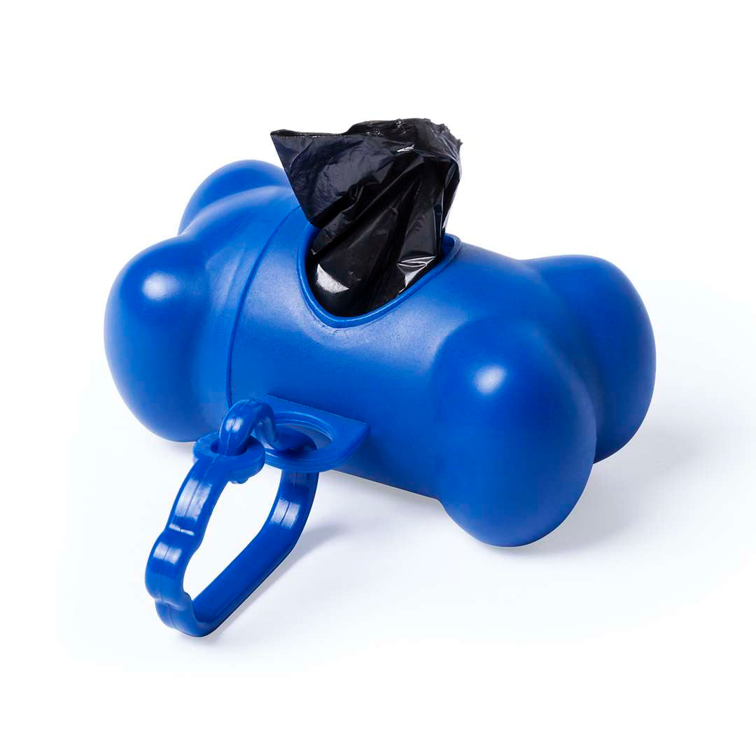 Dispensador de bolsas para mascotas con diseño de hueso y mosquetón