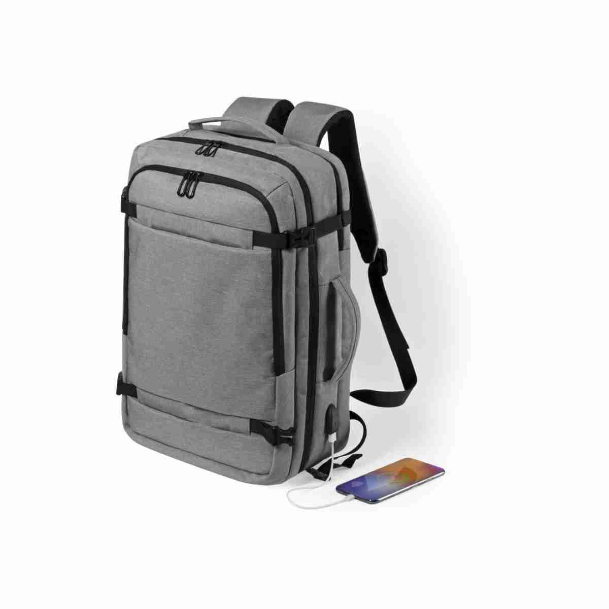 Mochila porta documentos Almalux® con bolsillo antirrobo y conexión USB para carga de dispositivos móviles