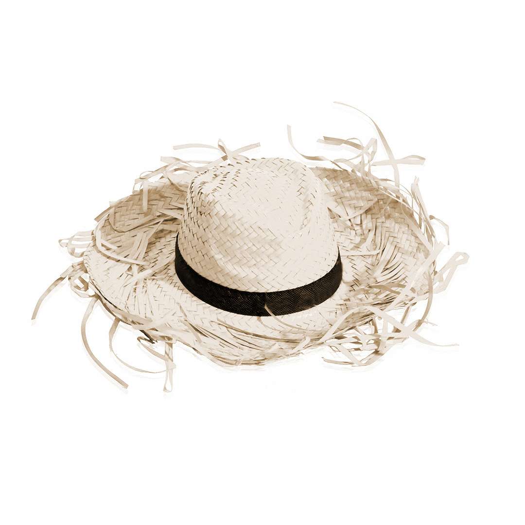 Sombrero de paja blanco con flecos filagarchados y cinta interior