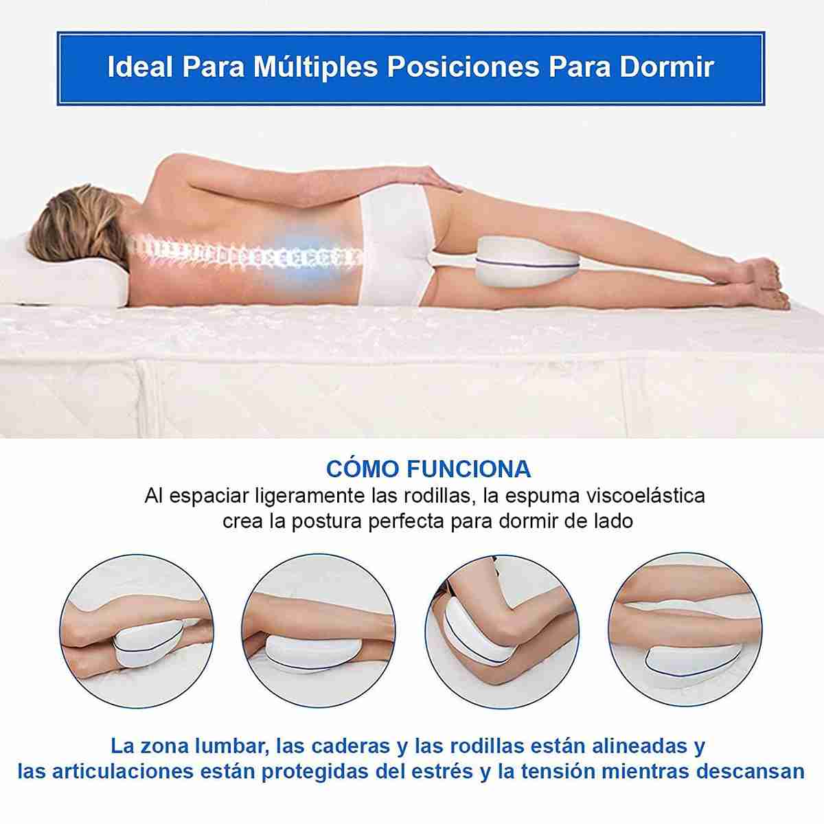 Almohada Almalux® para Piernas y Rodillas - Cojín ortopédico diseñado para mejorar la calidad del sueño y aliviar dolores en la cadera y la espalda