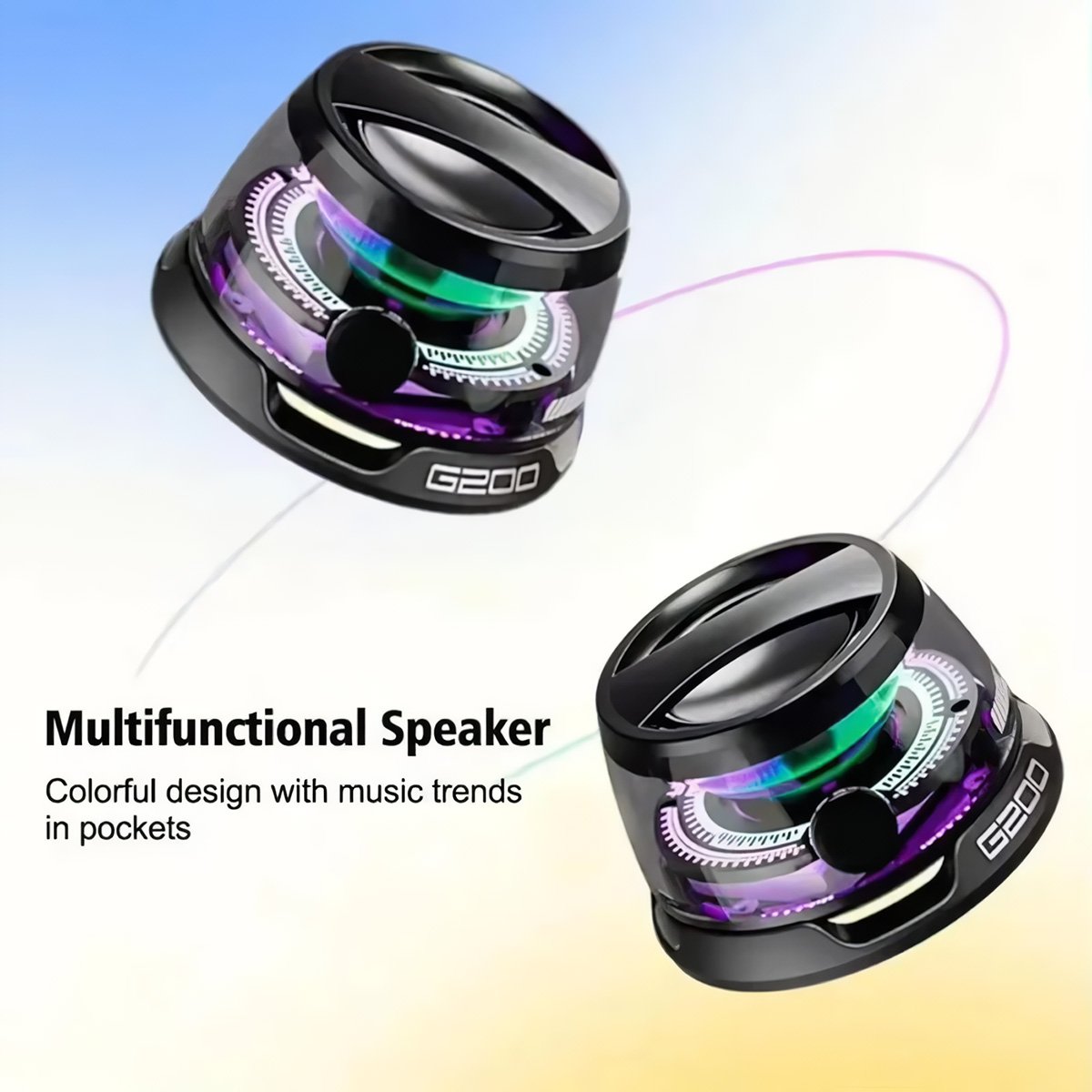 Minialtavoz Subwoofer Magnético Bluetooth Almalux G200 TWS con Luz Ambiental – Sonido Potente y Diseño Portátil