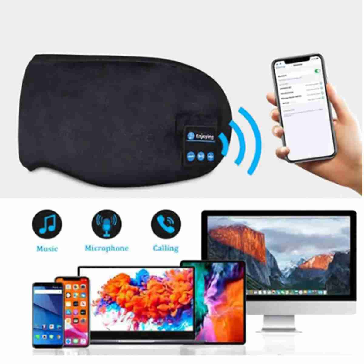 Antifaz para descansar Almalux® con auriculares bluetooth integrados