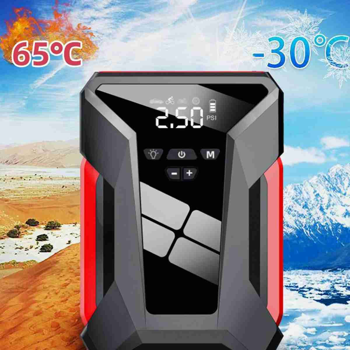Arrancador de baterías para coche con compresor de inflado de ruedas - Linterna y PowerBank Almalux® 4 en 1 integrado de 17000mAH