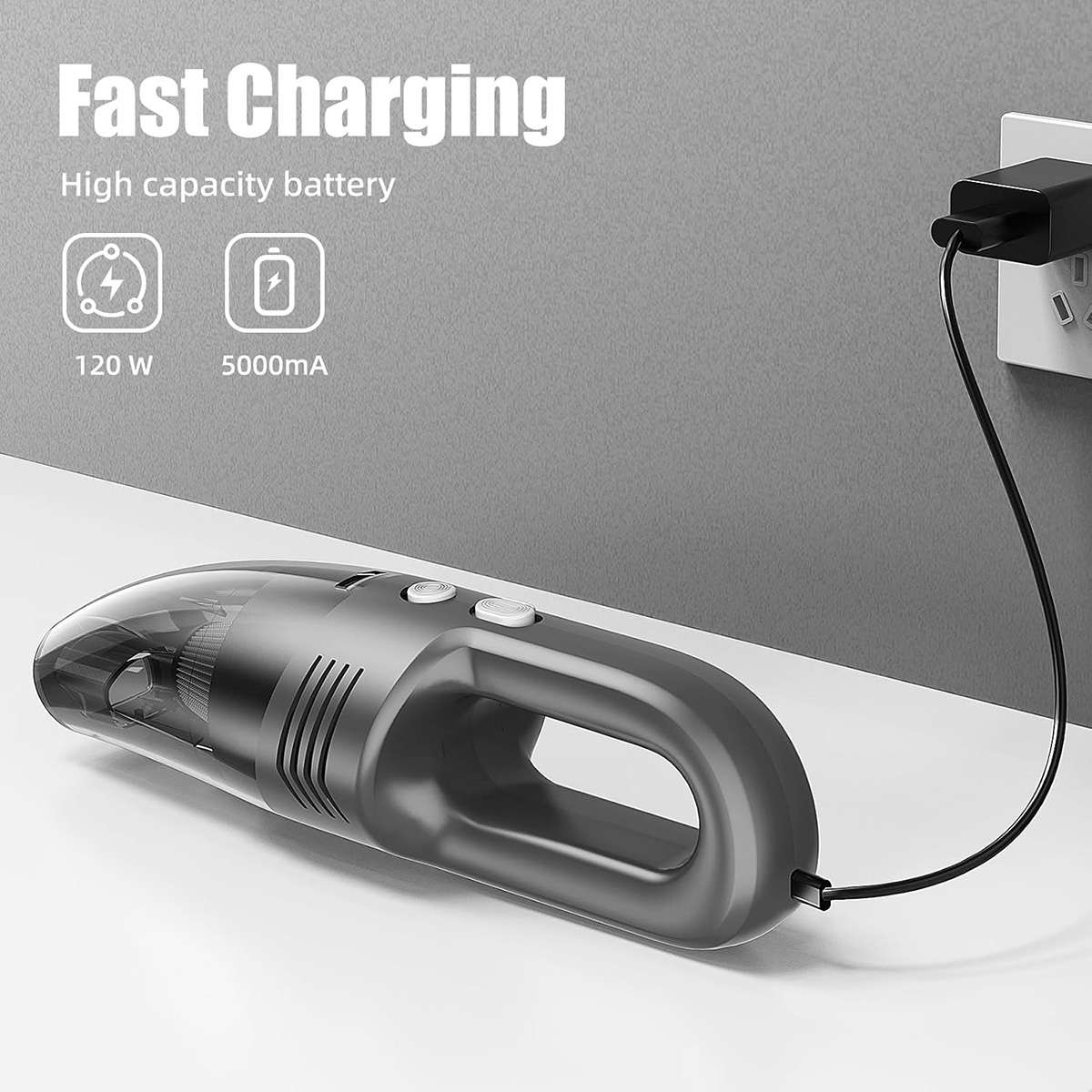 Aspiradora de Mano Inalámbrica Almalux® 120W con Succión 9500Pa, Filtro HEPA Lavable, Carga USB y 5 Accesorios