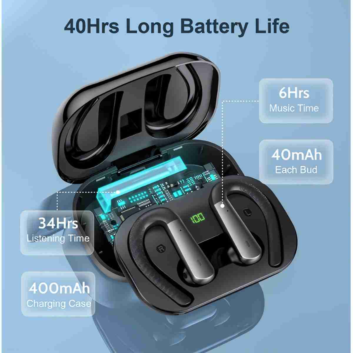 Auriculares Deportivos Bluetooth Almalux® TWS-X13 con Micrófono y Pantalla LED