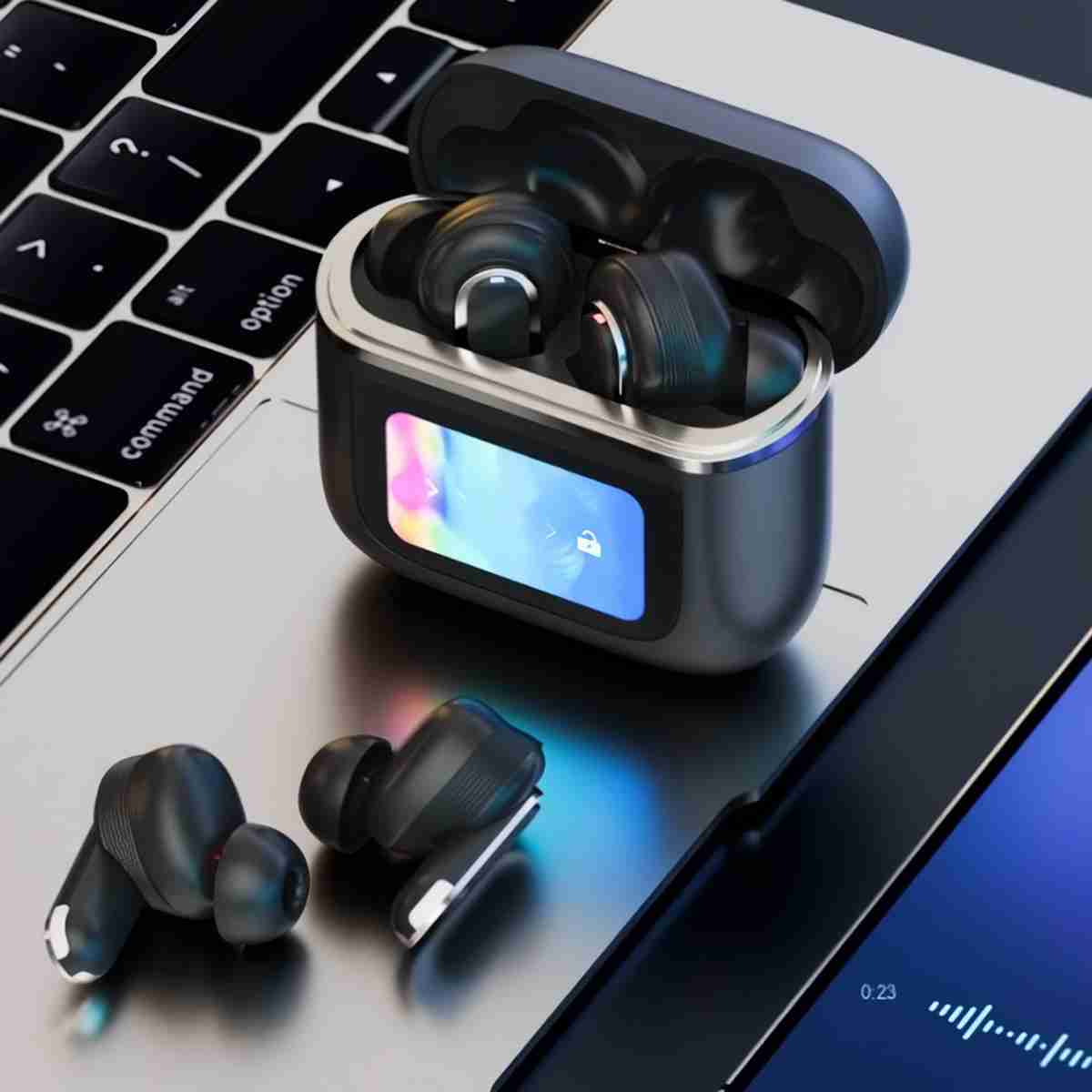 Auriculares Bluetooth Almalux® con Cancelación de ruido real (ANC) y Pantalla táctil inteligente para un control total