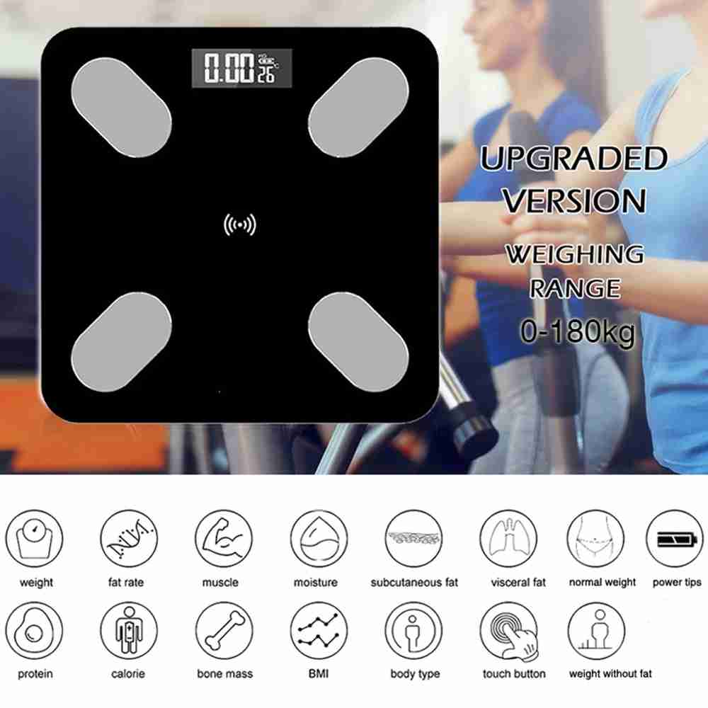 Báscula Electrónica Inteligente de Índice de Masa y Grasa Corporal Almalux® Negro