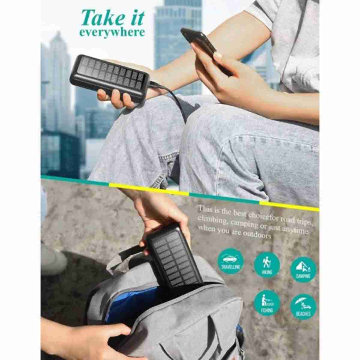 Batería PowerBank Solar Almalux® de 30000mAh - Cargador Solar Portátil Con Entradas Tipo C Y MicroUSB