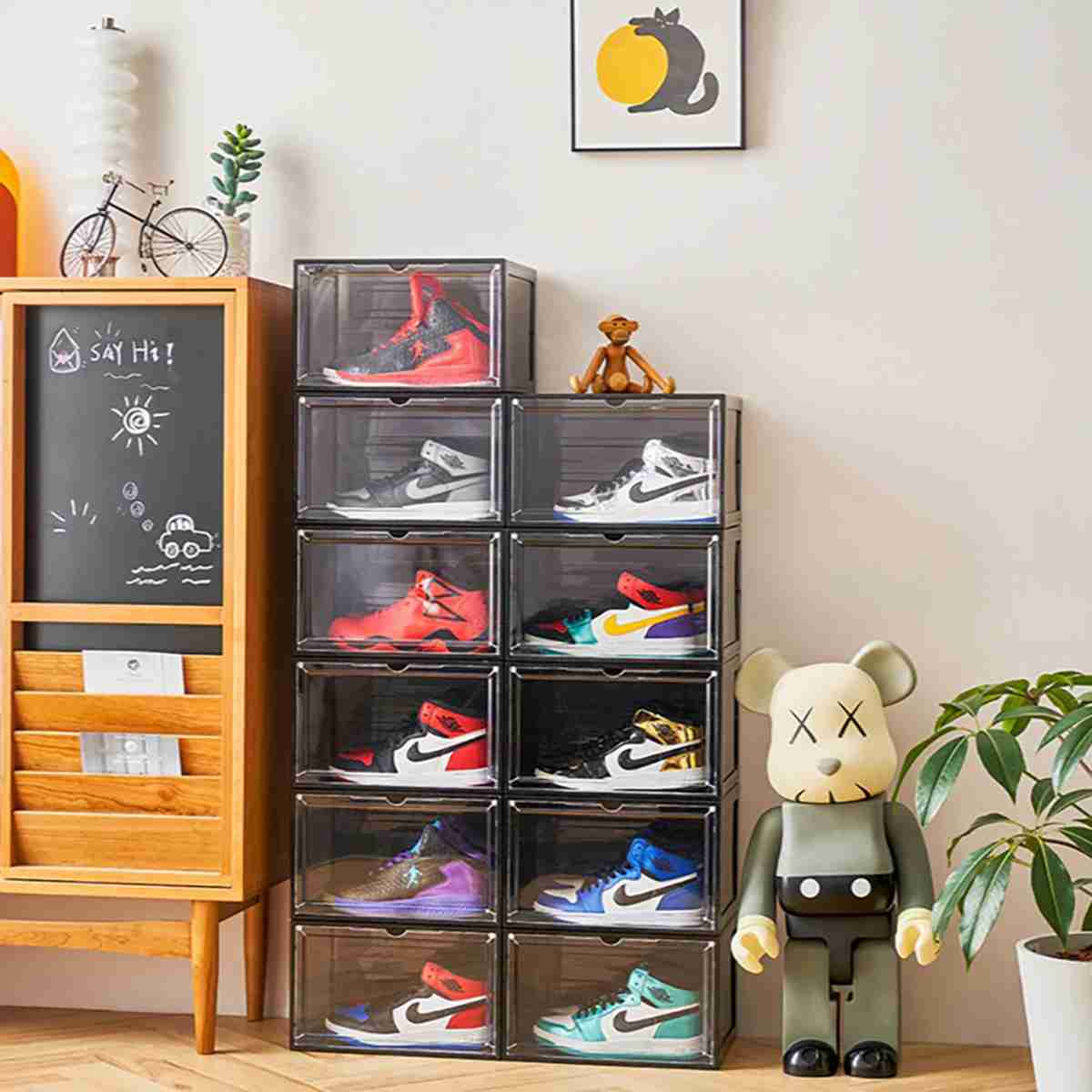 Zapatero organizador pongotodo Almalux® traslucido apilable pack de 4 unidades