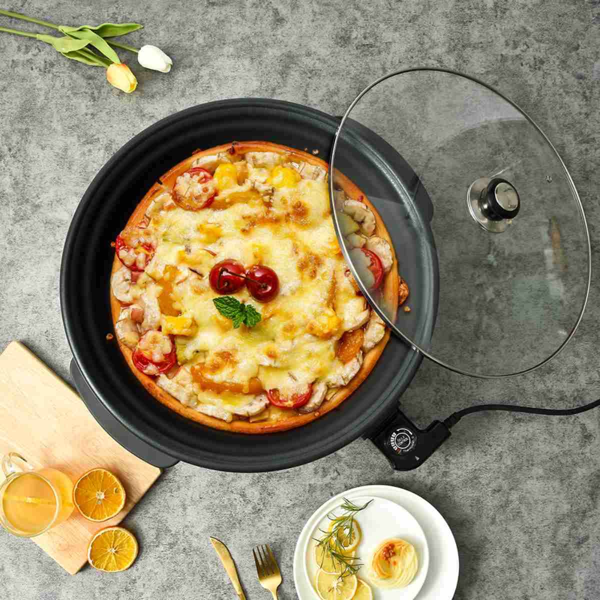 Pizza Pan Cazuela eléctrica de 36cm y altura de 9cm