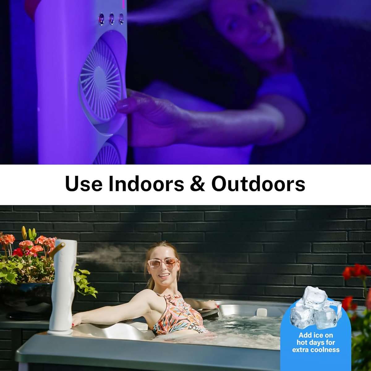 Ventilador Torre Almalux® Aqua con Nebulización – Aire Acondicionado Portátil, Enfriador Evaporativo Recargable por USB