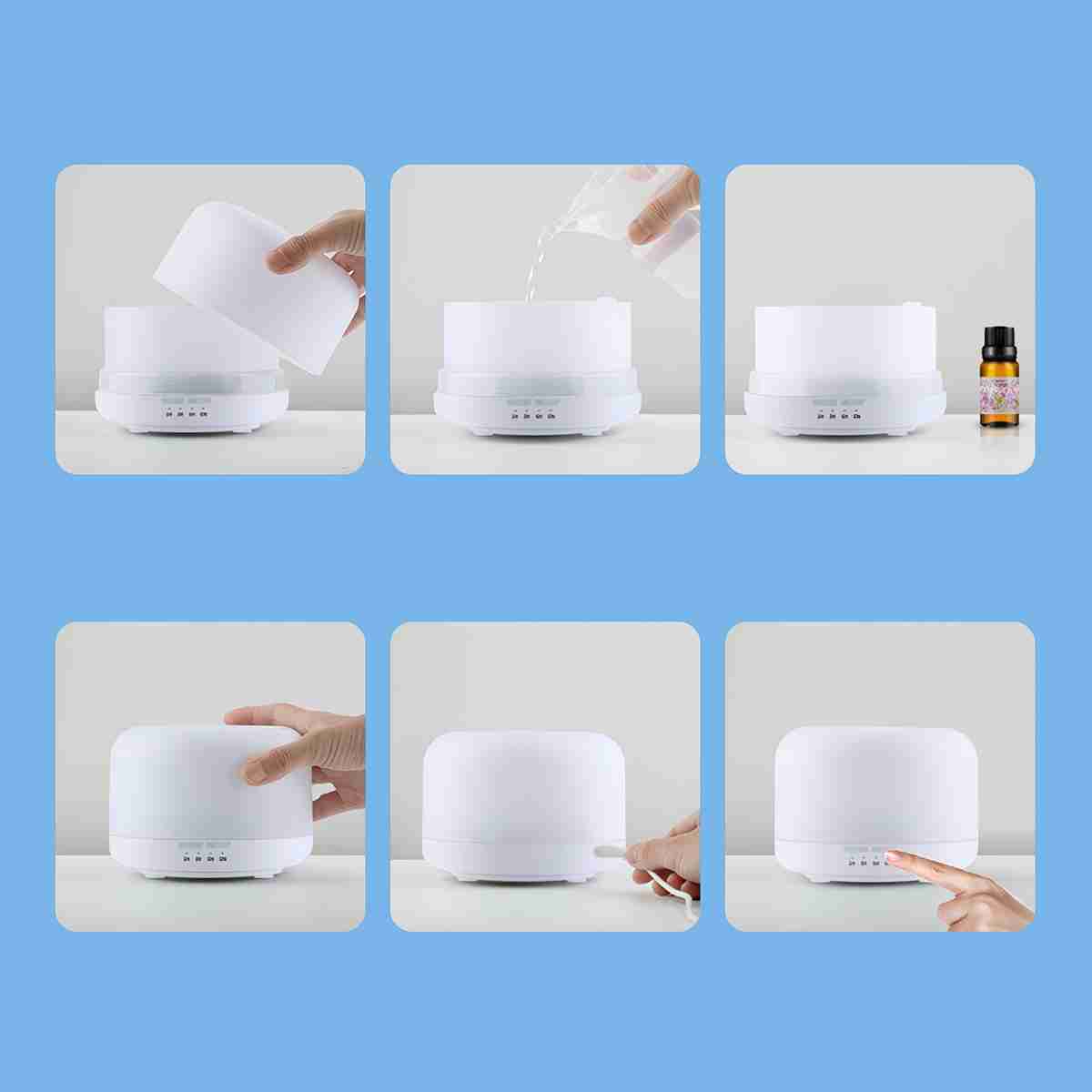 Difusor de Aceites Esenciales - Humidificador de Aire Ultrasónico FT818 con Control Remoto de 500ml