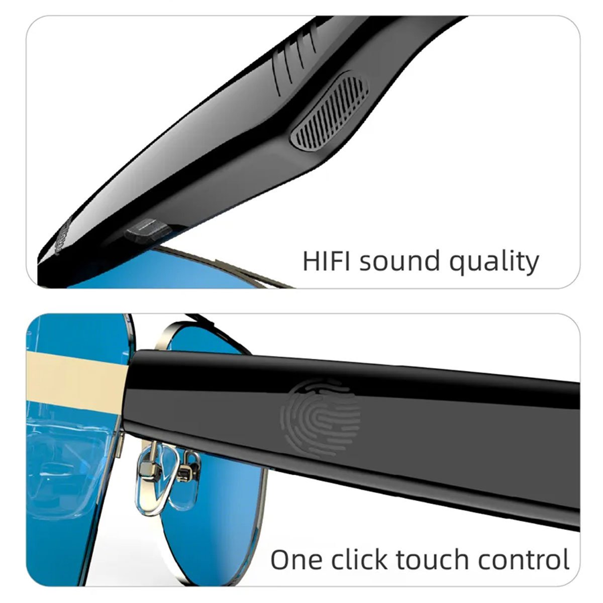 Gafas Inteligentes Almalux® Aviator con Bluetooth – Gafas de Sol con Audio, Micrófono, Asistente de Voz y Protección UV | IPX4 | 6-7h de Música