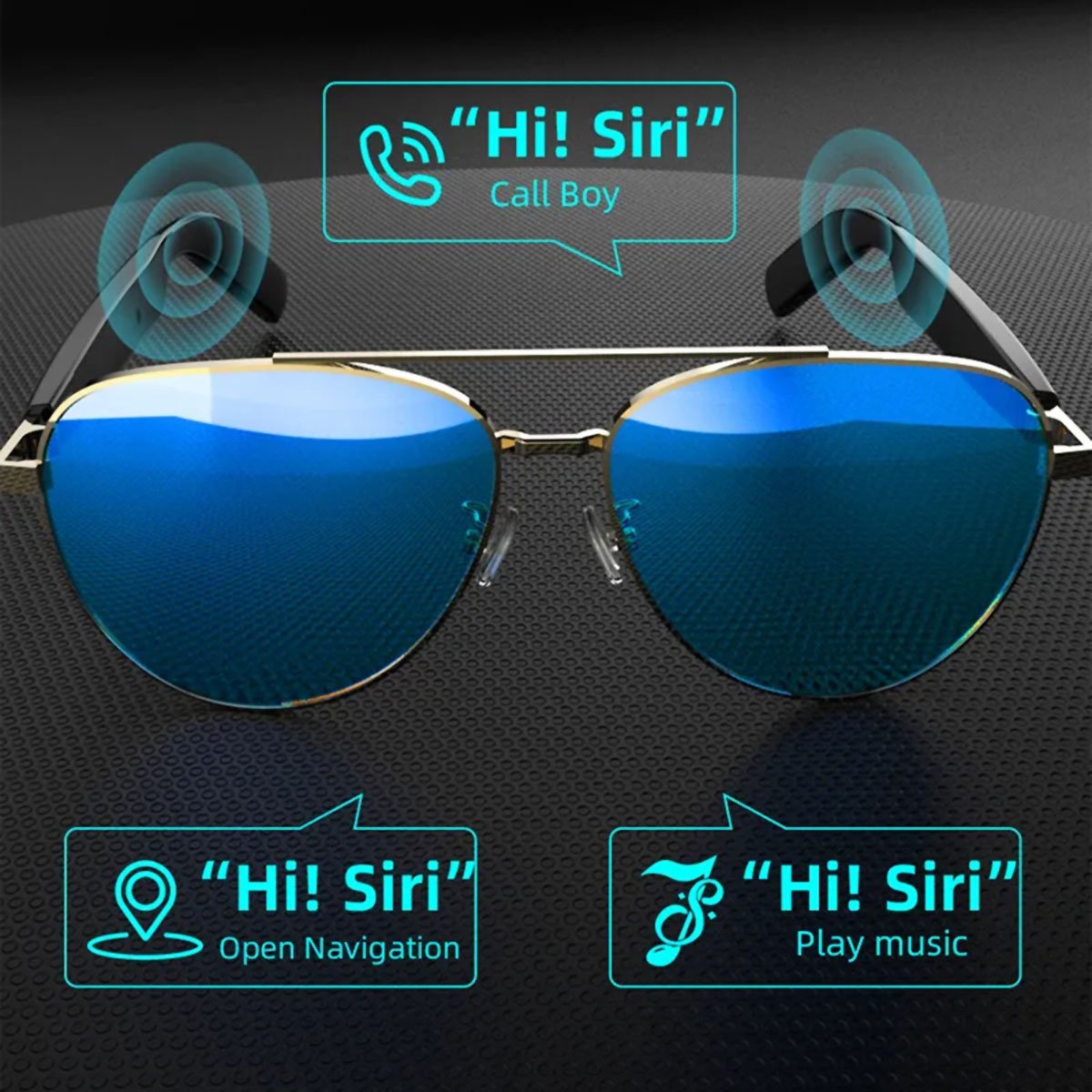 Gafas Inteligentes Almalux® Aviator con Bluetooth – Gafas de Sol con Audio, Micrófono, Asistente de Voz y Protección UV | IPX4 | 6-7h de Música