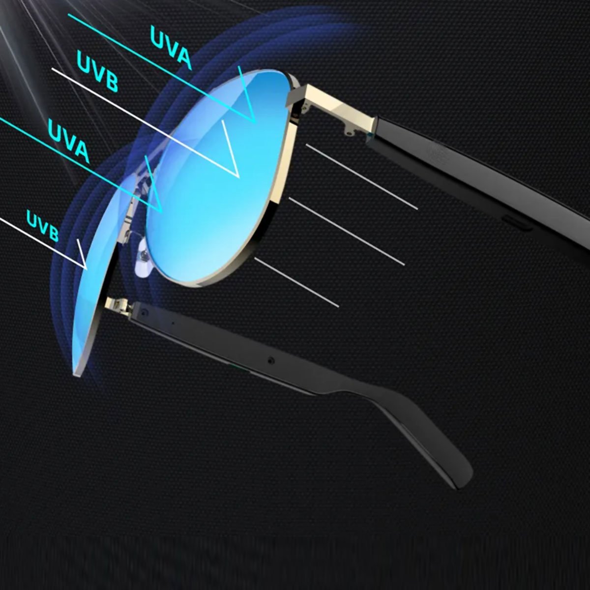 Gafas Inteligentes Almalux® Aviator con Bluetooth – Gafas de Sol con Audio, Micrófono, Asistente de Voz y Protección UV | IPX4 | 6-7h de Música