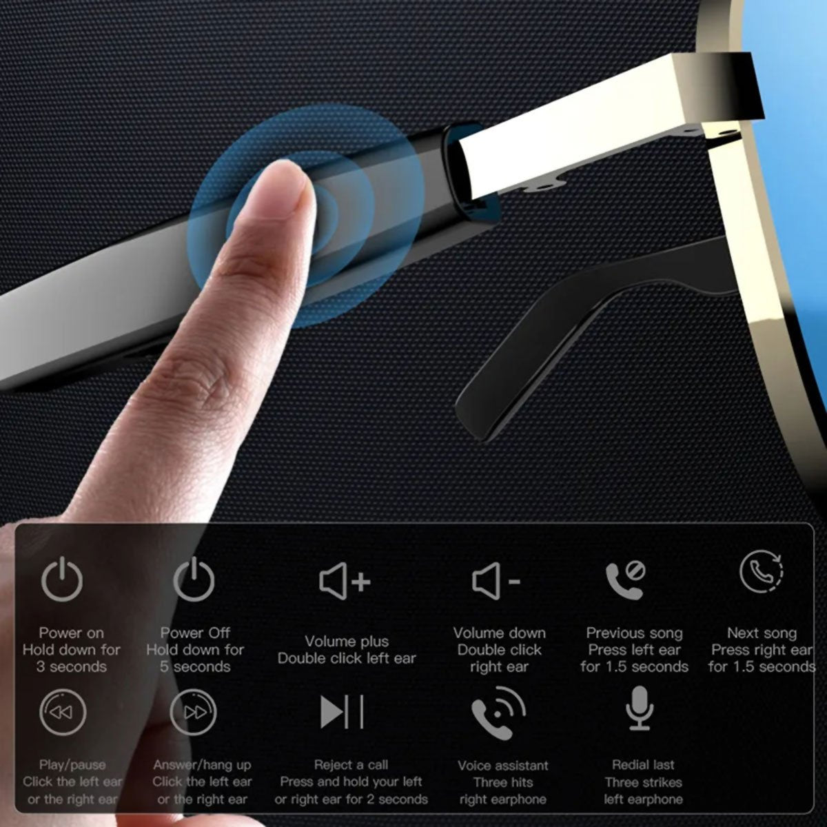 Gafas Inteligentes Almalux® Aviator con Bluetooth – Gafas de Sol con Audio, Micrófono, Asistente de Voz y Protección UV | IPX4 | 6-7h de Música