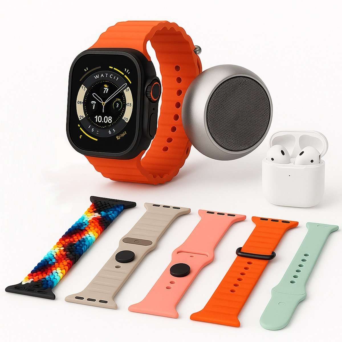 Pack Almalux® SmartWatch H92 Ultra3 – Pantalla Infinite Display 2.3”, 7 Correas, Auriculares Bluetooth, Altavoz y Cargadores Incluidos