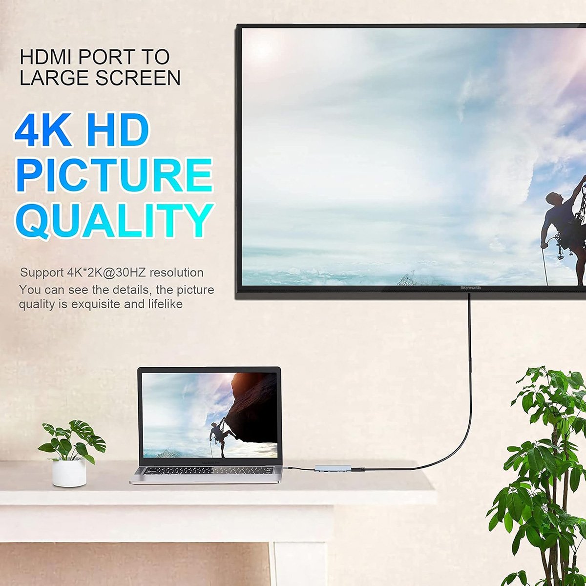 Adaptador Almalux HUB USB-C a HDTV 10 en 1, 4K HDMI, VGA, Puertos USB 3.0, PD, Gigabit Ethernet RJ45, Tarjetas SD/TF, Compatible con Dispositivos MacBook Pro/Air y TIPO-C