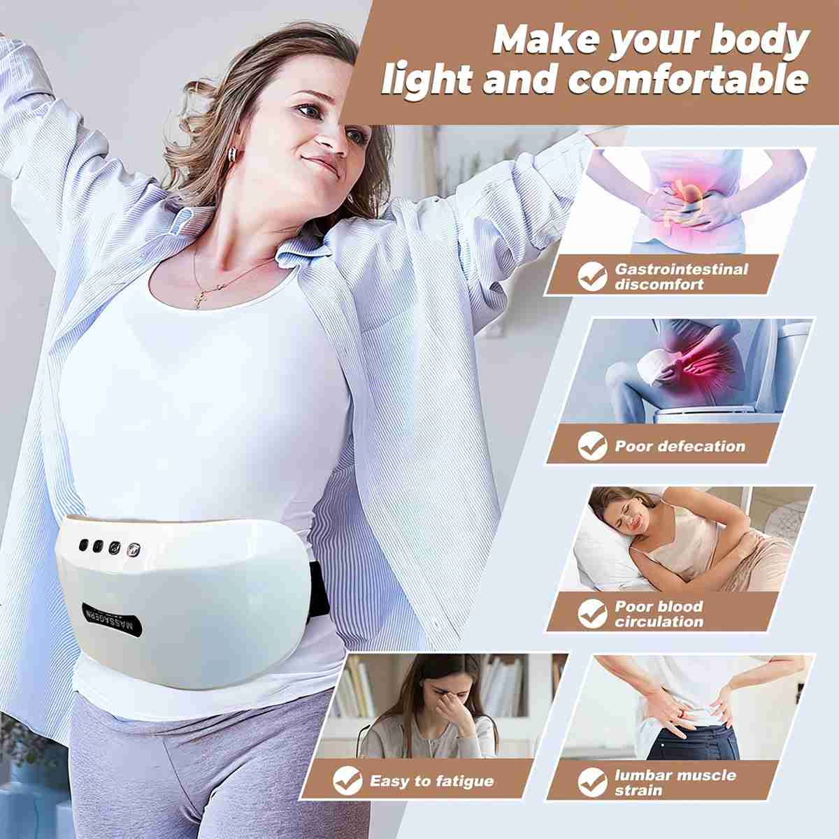 Masajeador Almalux® inalámbrico para Abdomen - Lumbares - Espalda
