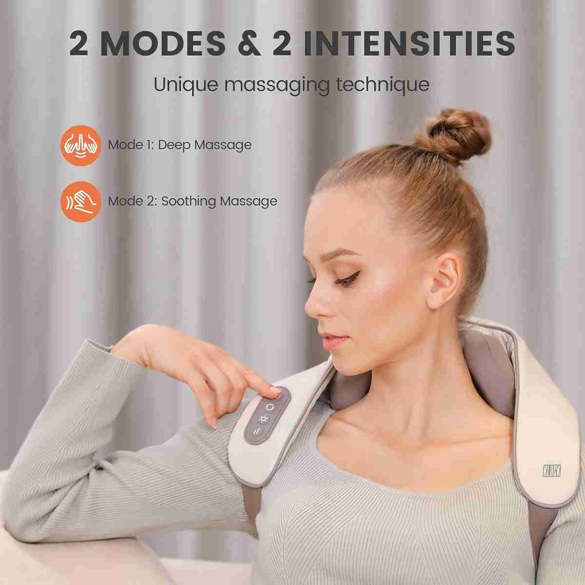 Masajeador de cuello Almalux® NeckMass - Shiatsu para espalda - hombros y cuello con calor - masaje profundo en casa para relajación muscular