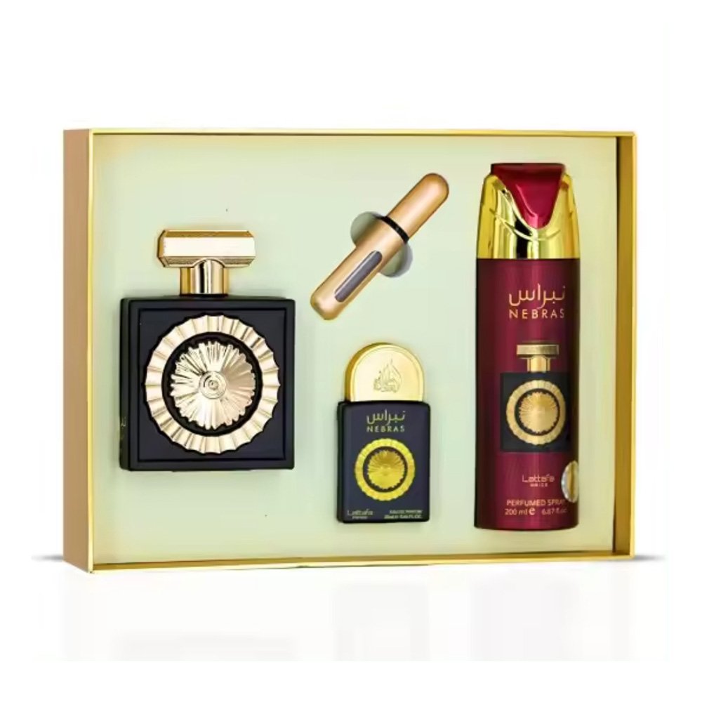 Perfume Lattafa Pride Nebras – Eau de Parfum Set de Regalo Unisex | 100 ml + 20 ml + Desodorante 200 ml | Aroma Oriental y Gourmand