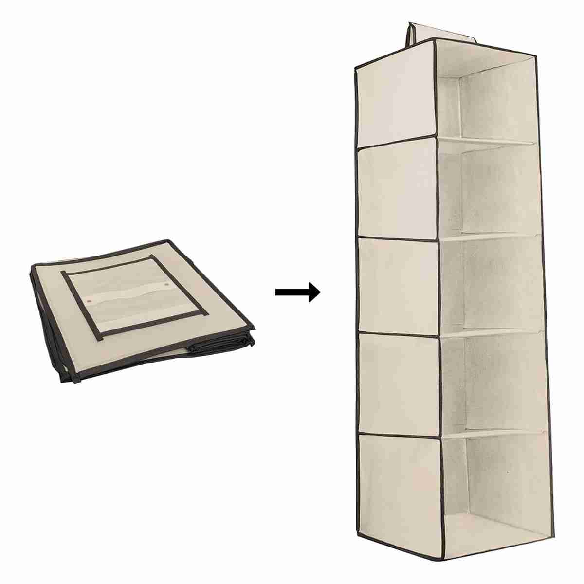 Organizador Armario Colgante y Plegable Almalux® con 5 estantes - 30x30x100 cm