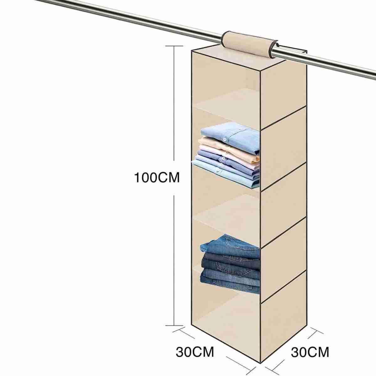 Organizador Armario Colgante y Plegable Almalux® con 5 estantes - 30x30x100 cm