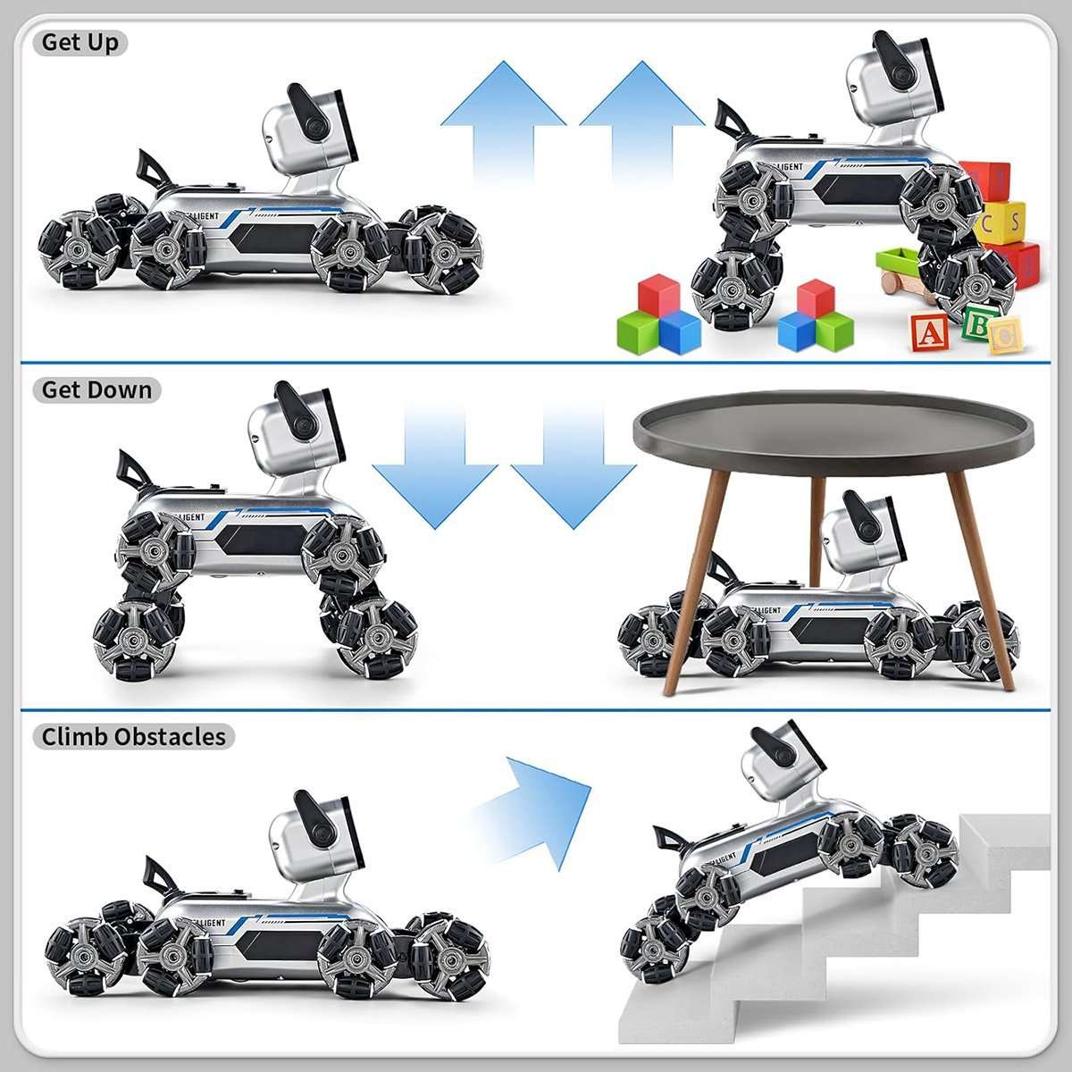 Robot de Juguete Almalux® con Forma de Perro – Coche RC 8WD con Control Remoto y Sensor de Mano | Luces y Sonido | Recargable | Para Niños de 6 a 13 años