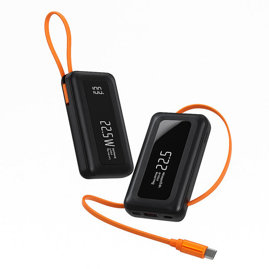 PowerBank, Batería Externa Almalux® 10000 mAh con cable retráctil y adaptador para iPhone – Carga rápida 22.5W