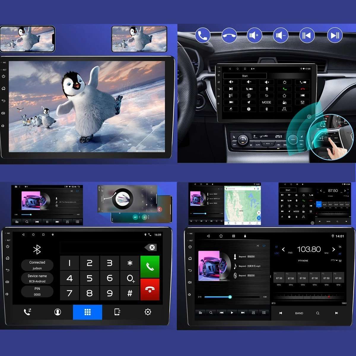 Reproductor Multimedia Almalux® Android 1 DIN Universal – Pantalla 9" QLED, GPS, CarPlay & Android Auto | 6GB DDR RAM + 64GB ROM