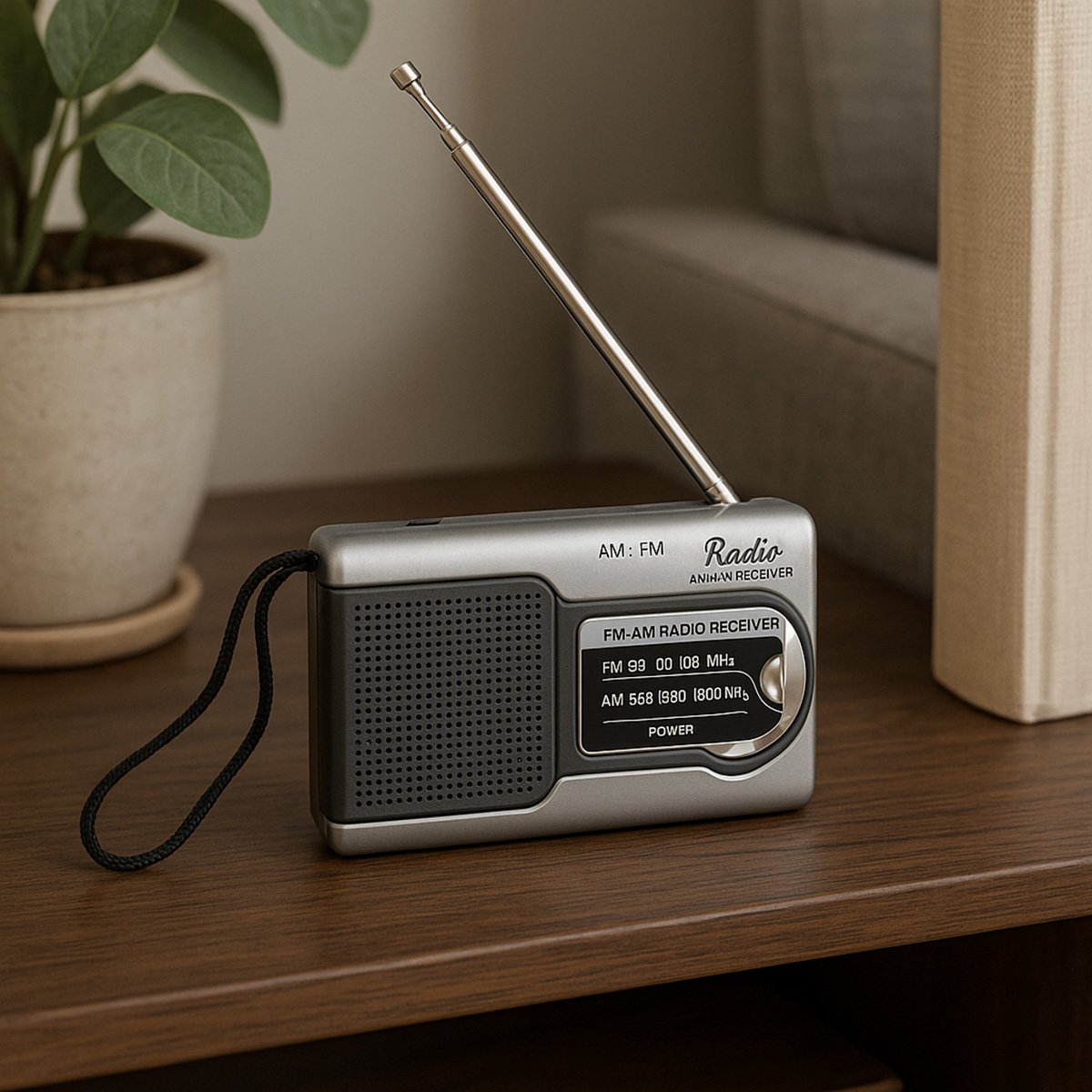 Radio Portátil AM/FM Almalux® con Altavoz Incorporado y Salida de Audio – Compacta y Práctica