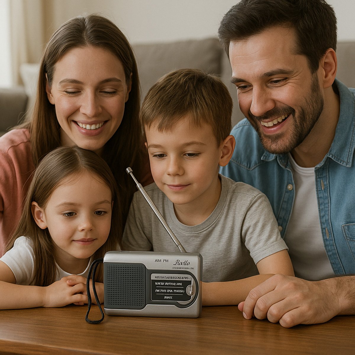 Radio Portátil AM/FM Almalux® con Altavoz Incorporado y Salida de Audio – Compacta y Práctica